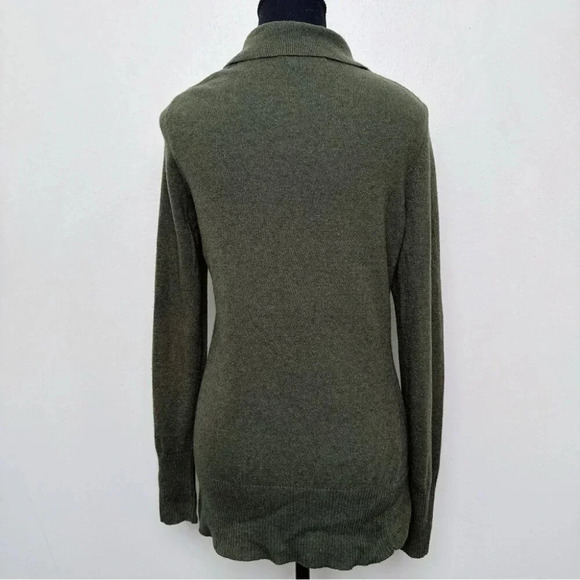 Banana Republic Womens Small Wool Cashmere Ruffle Dark Olive Cardigan - Picture 2 of 14